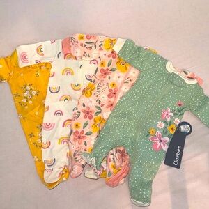 NWT Gerber Baby-Girls 4 Pack Sleep 'N Play Footie Preemie